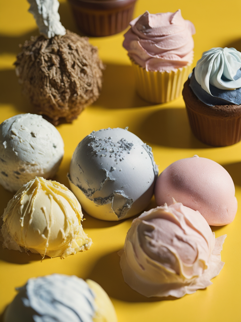ward - winning photo by slim Aarons of different types of ice cream on a yellow background, closeup shot, magic realism, high quality photorealistic, hyper high quality photography, hyperrealistic, Natural lighting, Unreal Engine 5, Color Grading, Editorial Photography, Photography, Photoshoot, Shot on 70mm lense