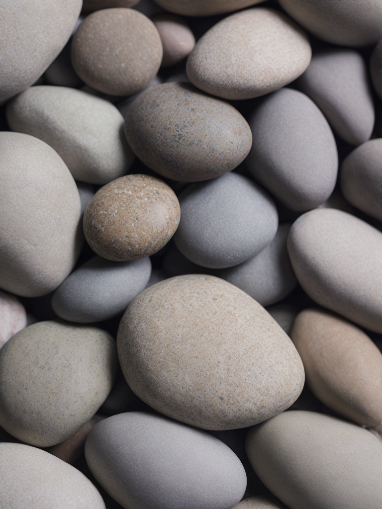 Texture of stones, pattern, background, top view, organic texture, seamless texture, scattered stones, gray and brown colors, deep colors, contrast lighting, voluminous stones, stones lie on top of each other, closely stacked stones