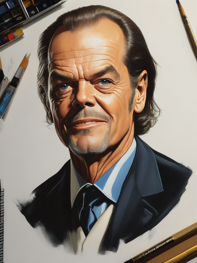 Jack Nicholson, Hero portrait, Illustration, Painting, Comic, Acrylic, Gouache, Ink, Cover, Art, UK, style of Glenn Fabry