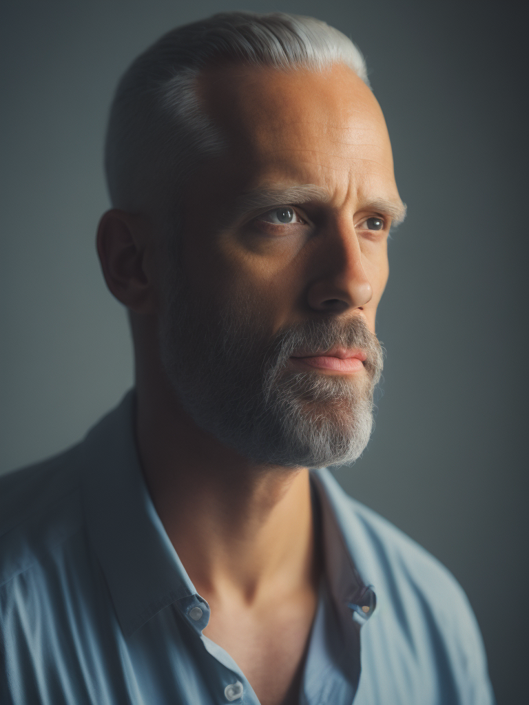 Portrait of Homer Simpson as a real person, white shirt, Dramatic Lighting, Depth of field, Incredibly high detailed