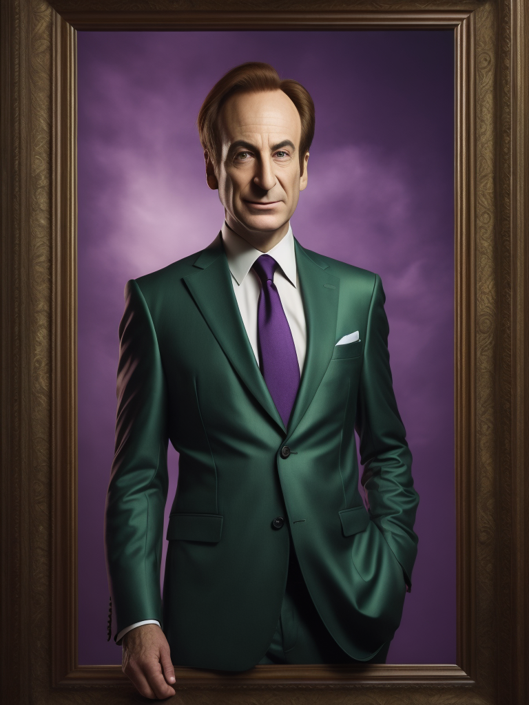 Saul goodman as green globin in a marvel movie, purple suit