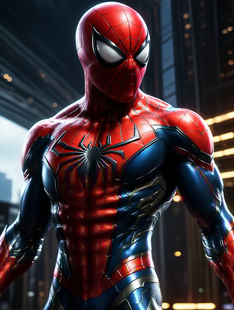 Spiderman upgraded by future technology