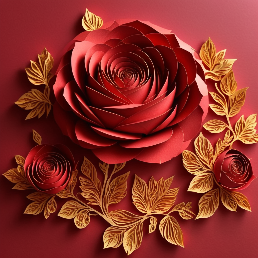 Golden glitter roses centered in white background image