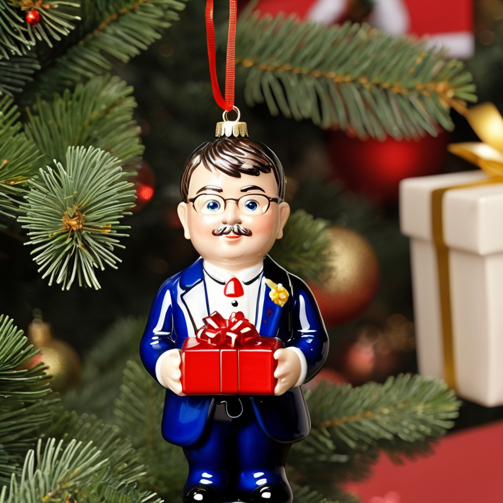 The face should remain the same small glass glass figure holding gift box, Christmas toy for the Christmas tree