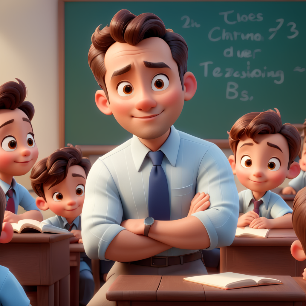 3d Male teacher, Disney Pixar style