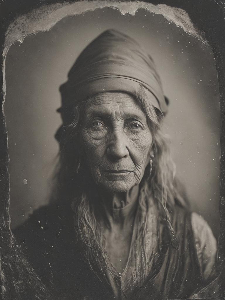 a wet plate photograph of a old witch