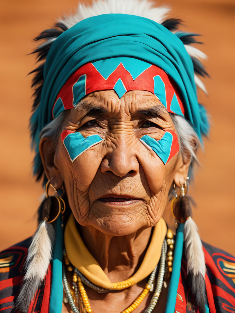 native american old woman 60 years old in national dress