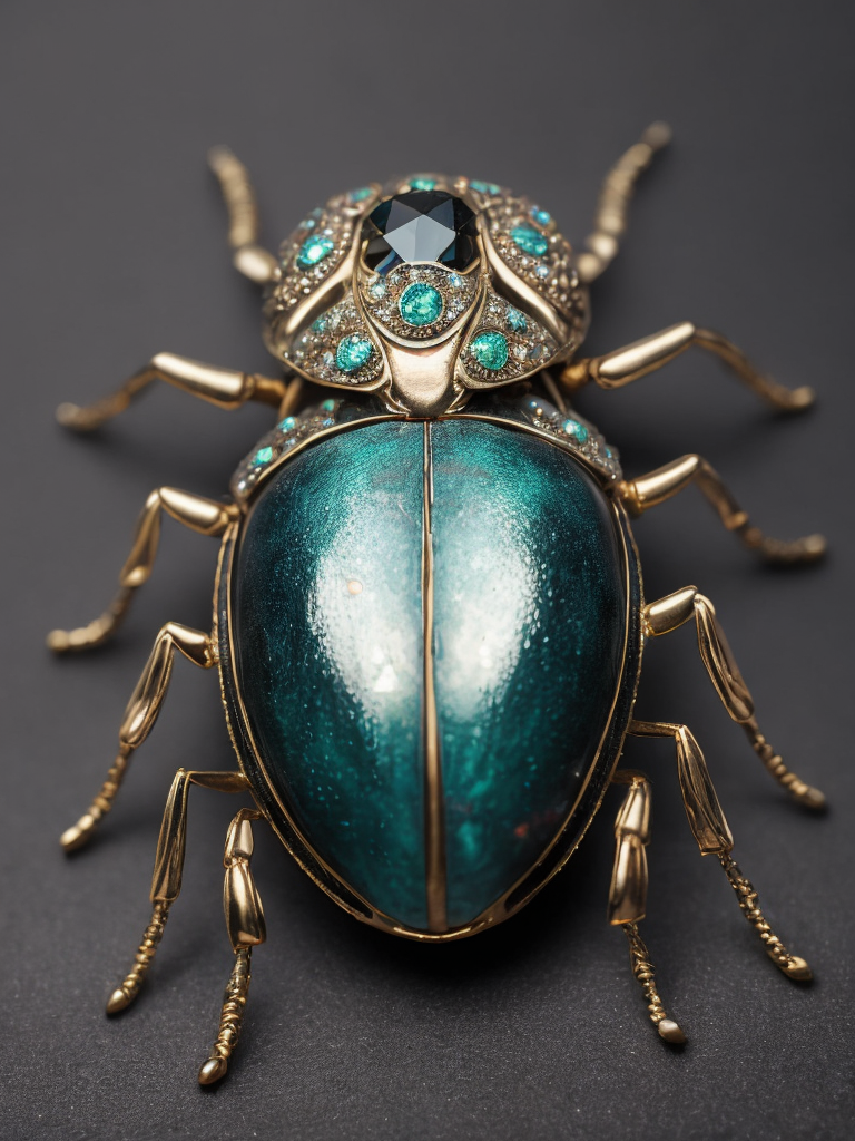 Beetle brooch made from various gems