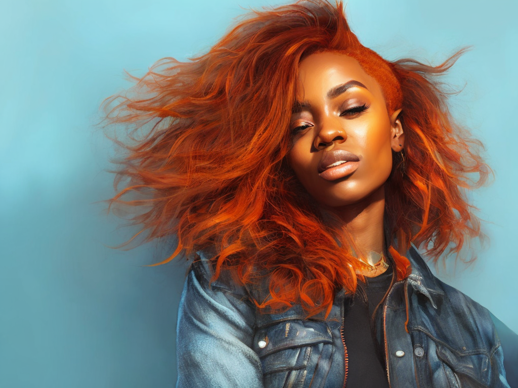black women with ginger hair, professional photo, sharp on details