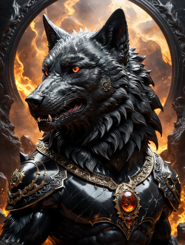 black marble wolf in the style of m4rblescnew