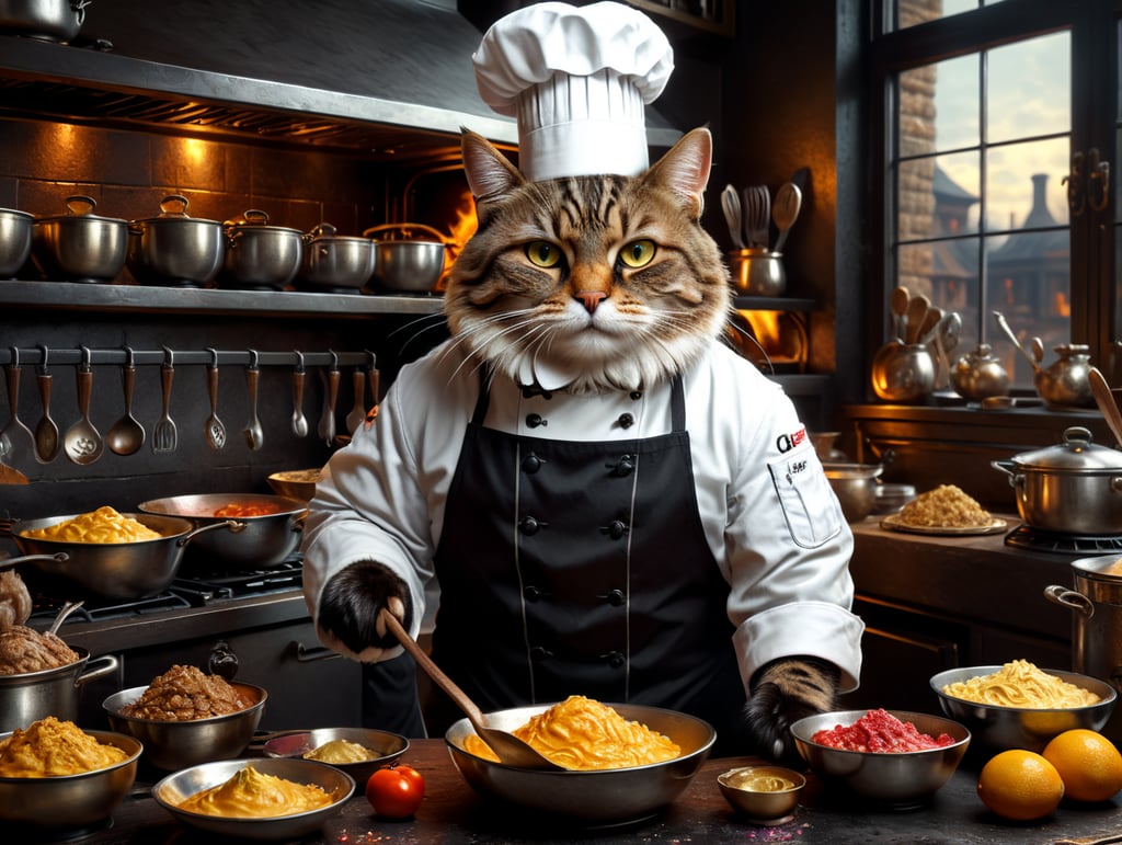 sweet cook chef cat