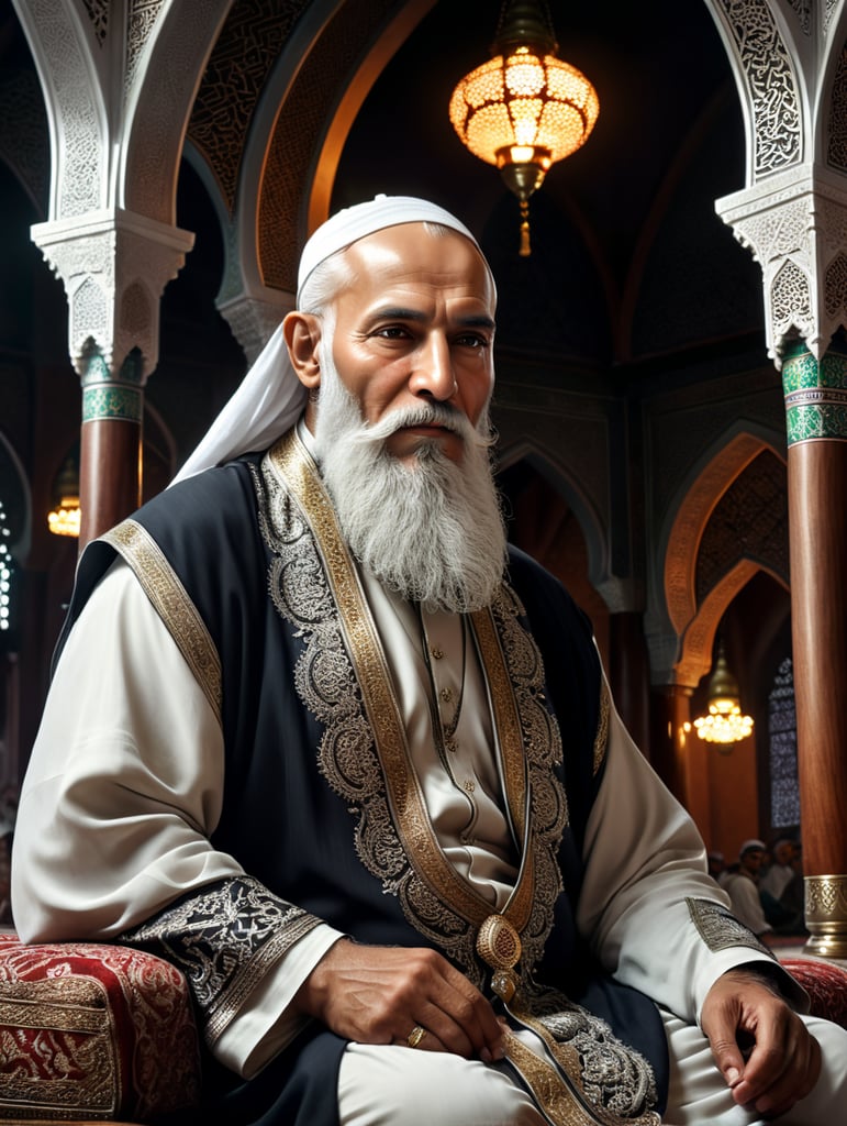 Old Man with white beard, Muslim