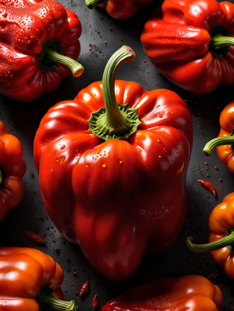 red pepper closeup isolated on white background