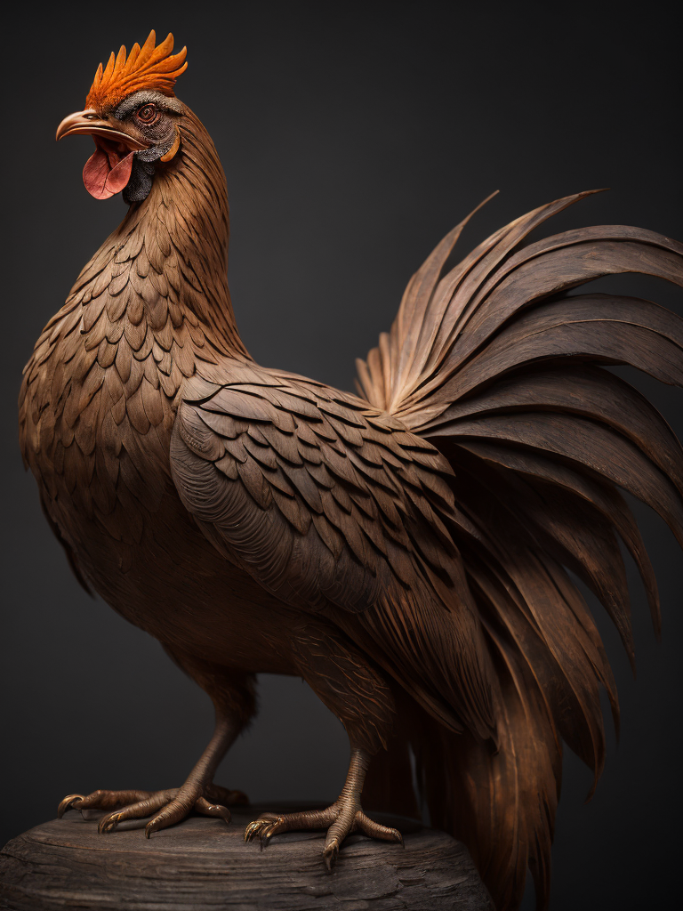 wood carved rooster
