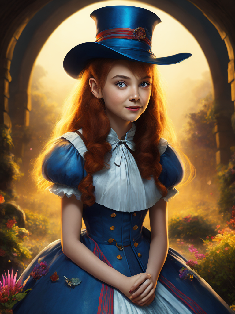 Alice in wonderland, vivid colors, wide angle, super highly detailed, professional digital painting, concept art,