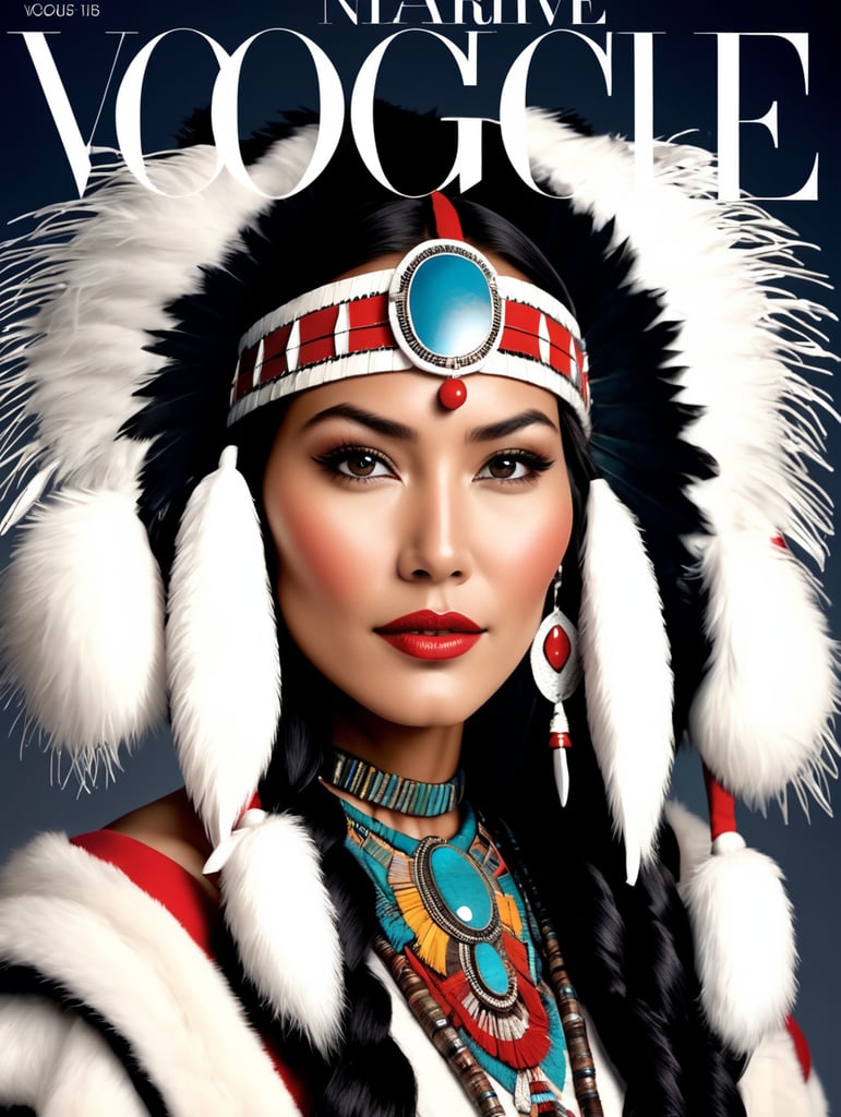 Happy New Year 2024, Native American Santa on the cover of Vogue