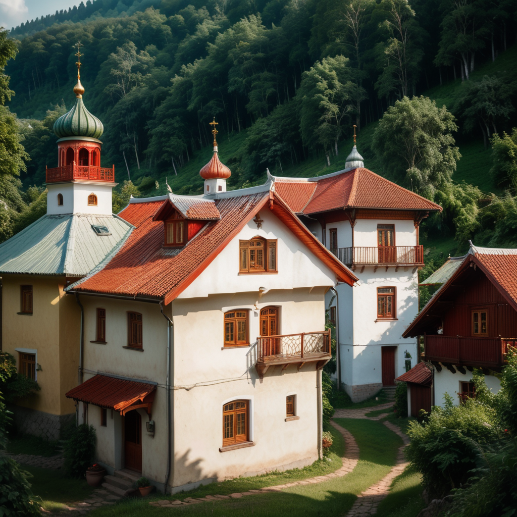 red porcelain russian village