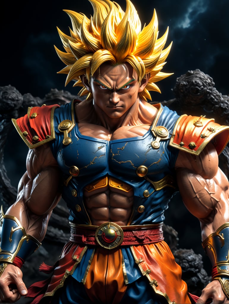 Super Saiyan Goku fighting Gear 5 Luffy