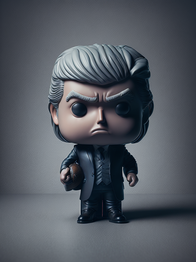 Intricate portrait of 3d render of funko pop of Donald Trump, whole wide shot