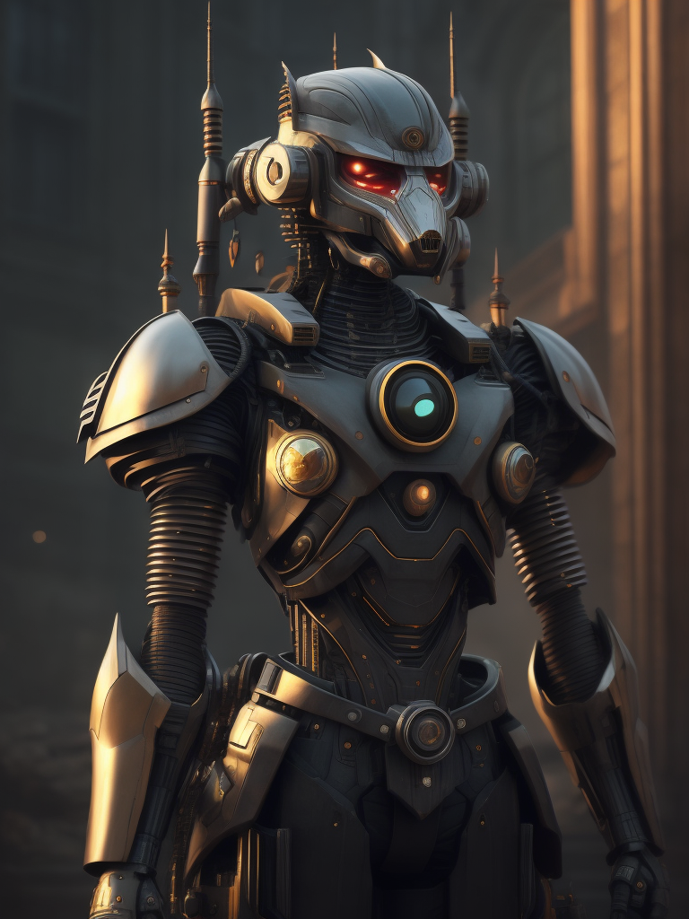 a futuristic robot with a futuristic design, in the style of victorian genre paintings, realistic hyper-detailed portraits, dark, muted colors, duckcore, bibliopunk, shot on 70mm, clockpunk