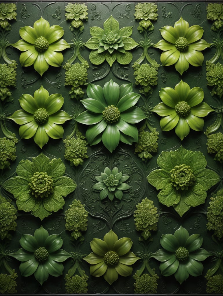 green floral tile print fabric