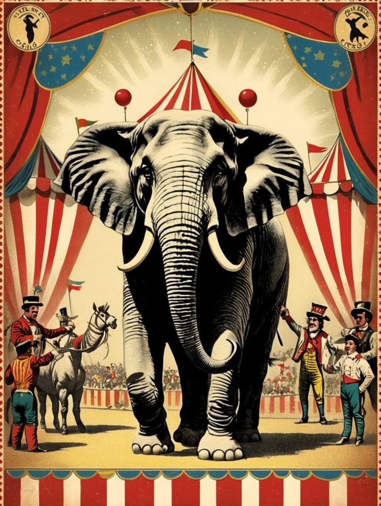 vintage Circus postcard illustration