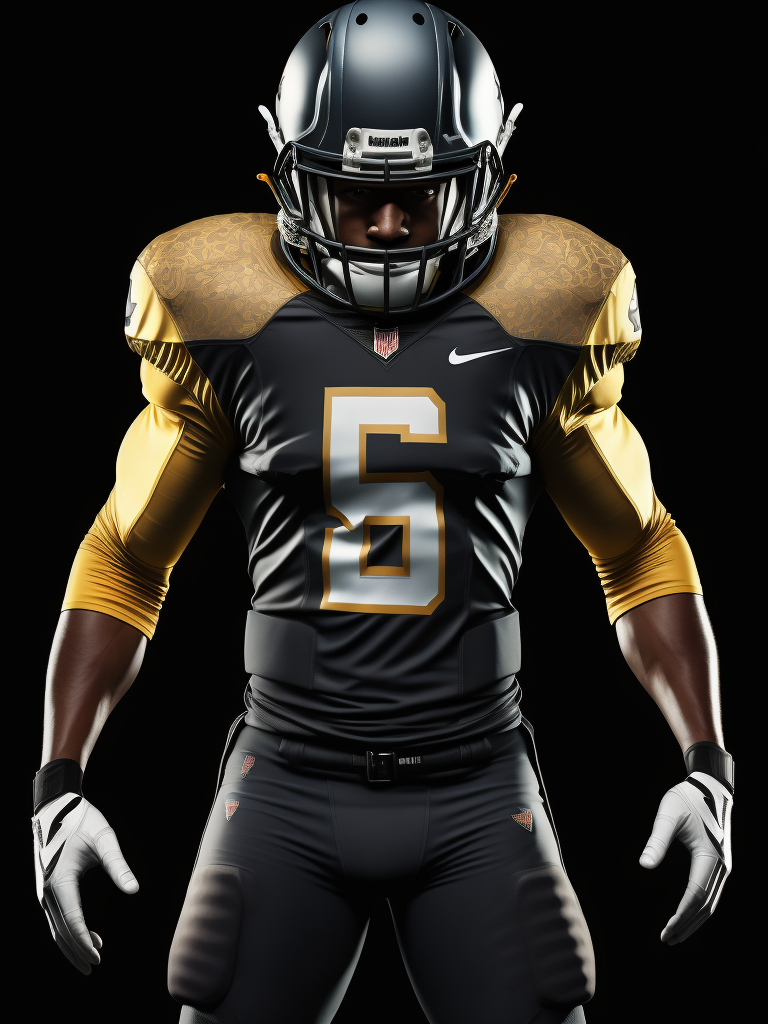 American football player, unbranded white uniform, no number, black background, dark atmosphere