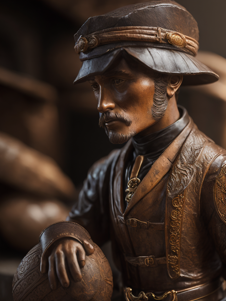 made from a black bread pirate statuette, sharp on details