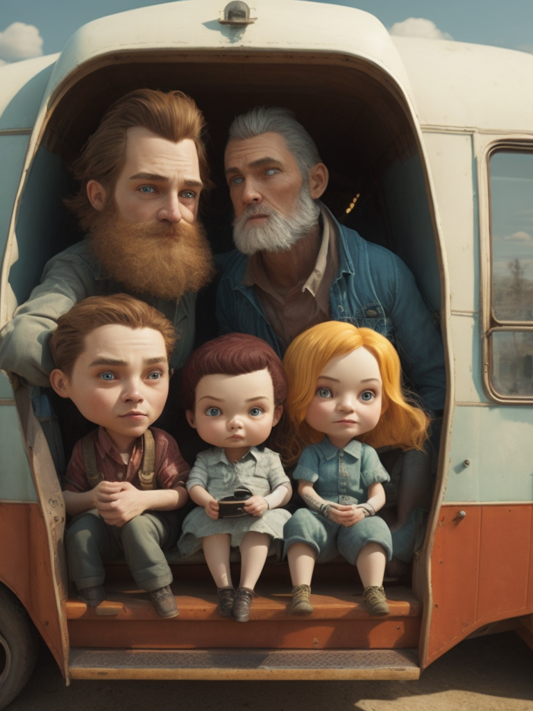 A redneck family in a trailer park by mark ryden, soft palette, trending on artstation