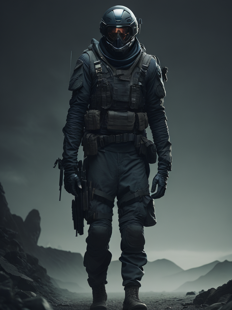sci fi military poster, portrait of a hero in a front