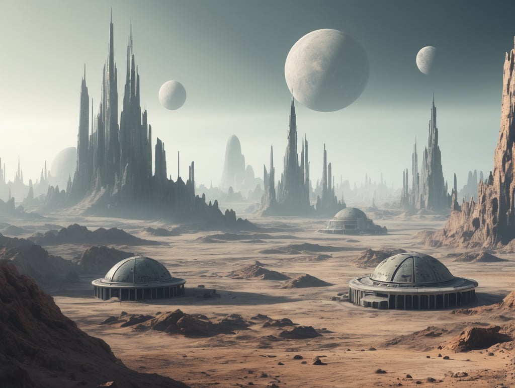 An abandoned alien city on a planet with no atmosphere.