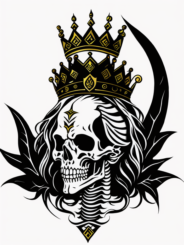 A vector art of a queen skeleton tattoo
