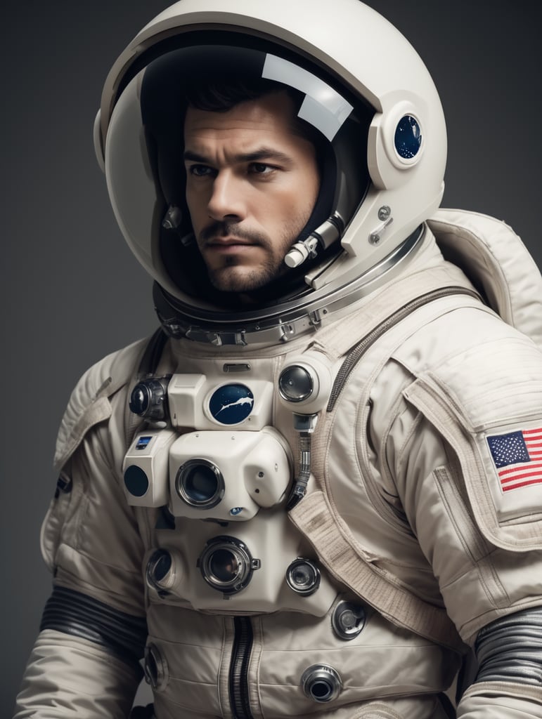 MAN POSITIONING WITH ASTRONAUUT SUIT