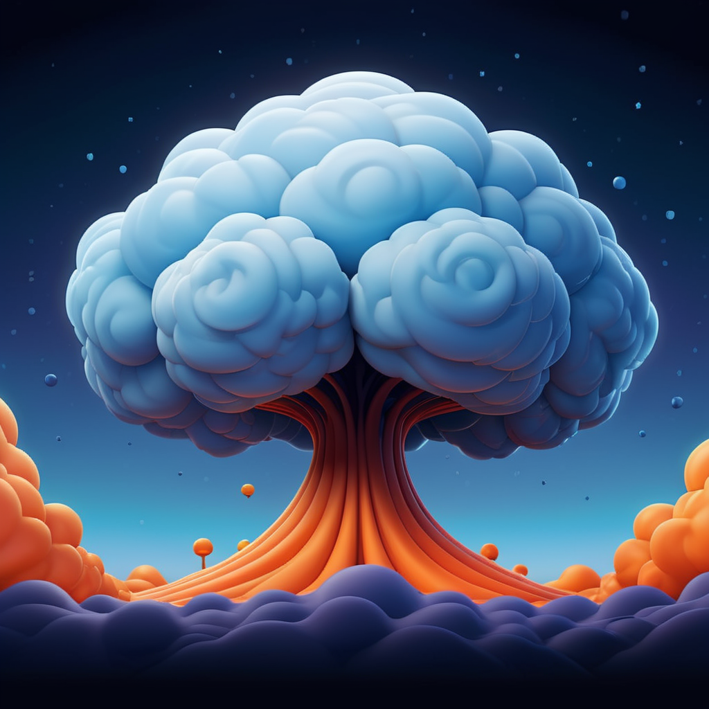 clouds in shape of a brain, with orange coloring, as a logo