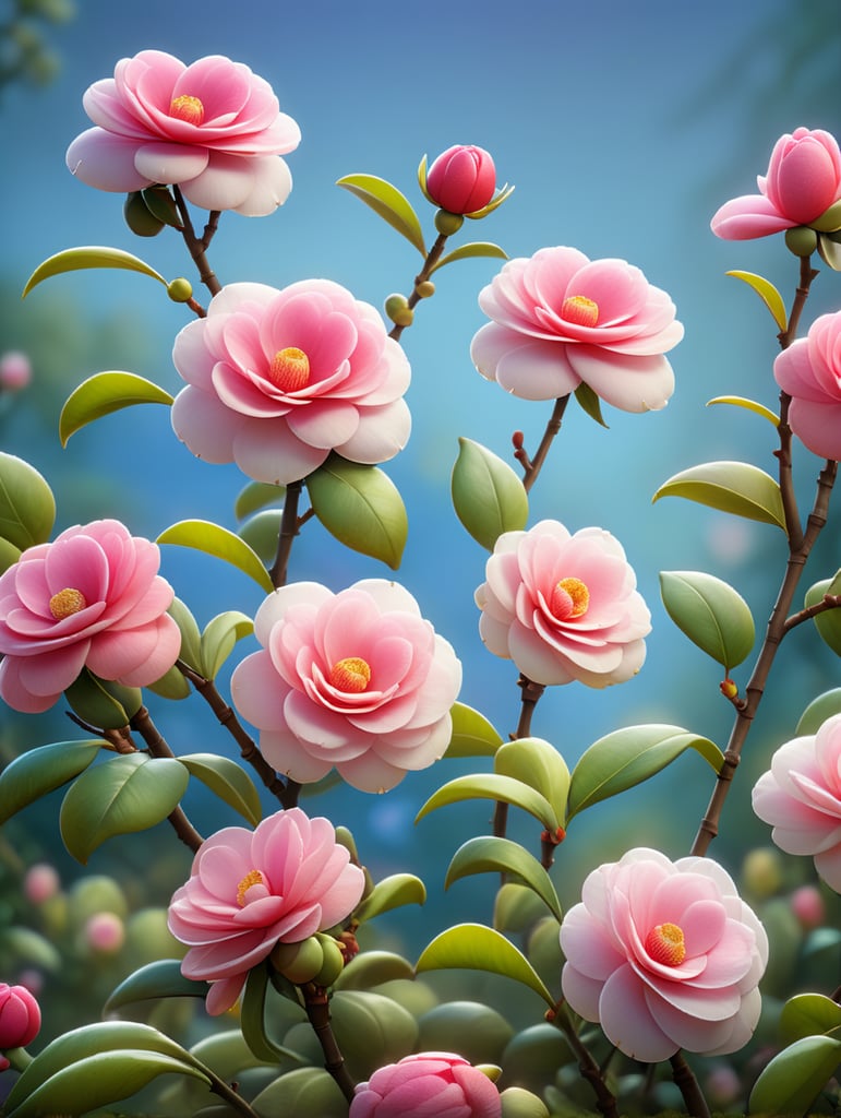 Camilla buds, Camilia flowers, gentle flower bunch