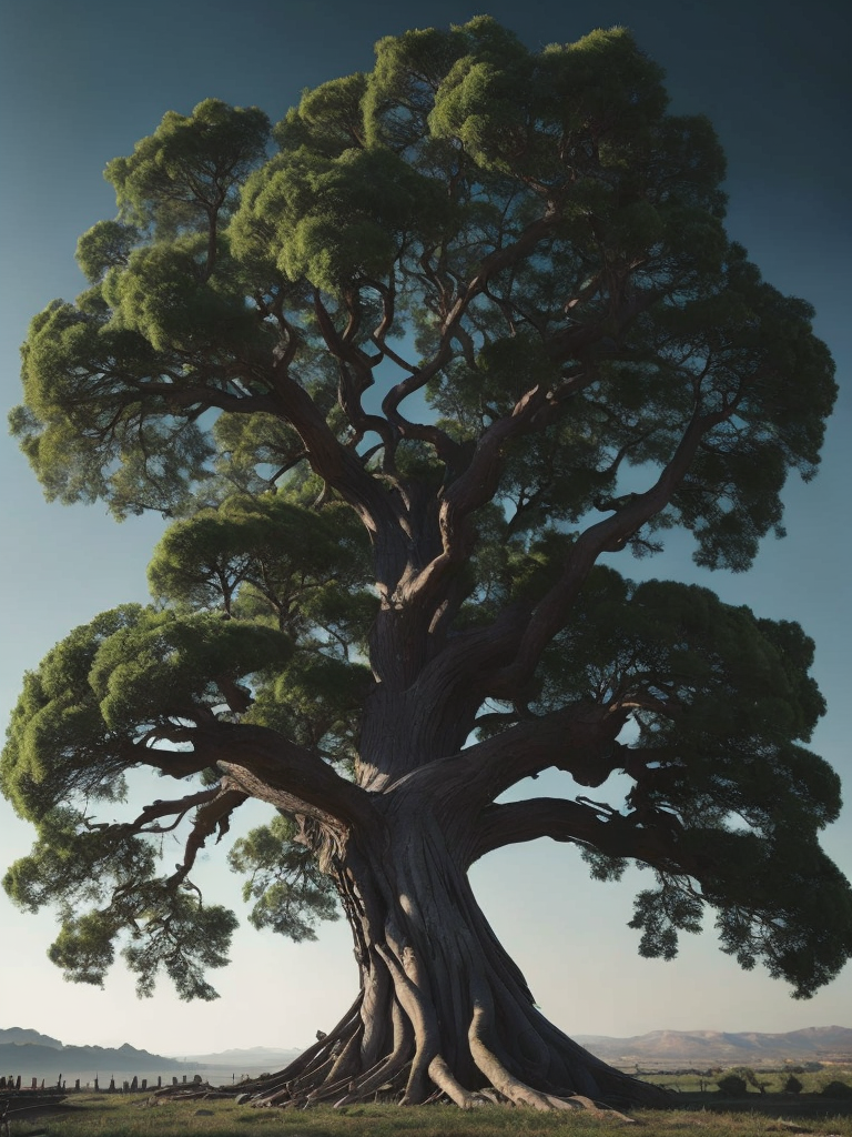 a photo of a large majestic tree with twisted trunk with a transparent background