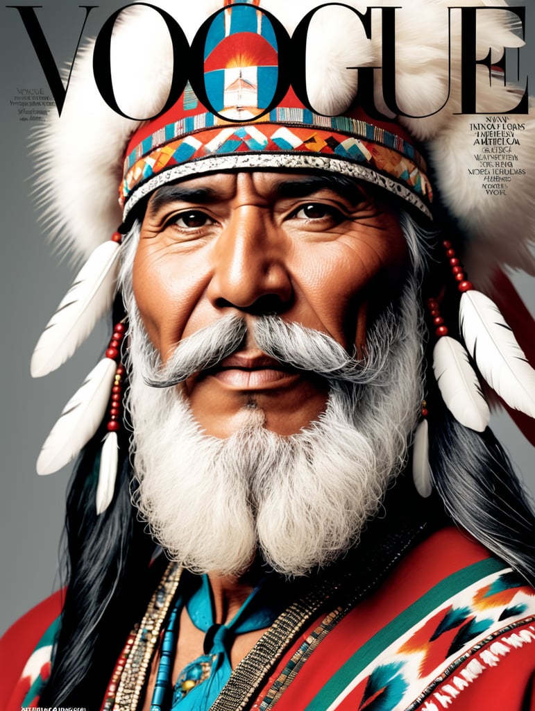 Happy New Year 2024, Native American Santa on the cover of Vogue