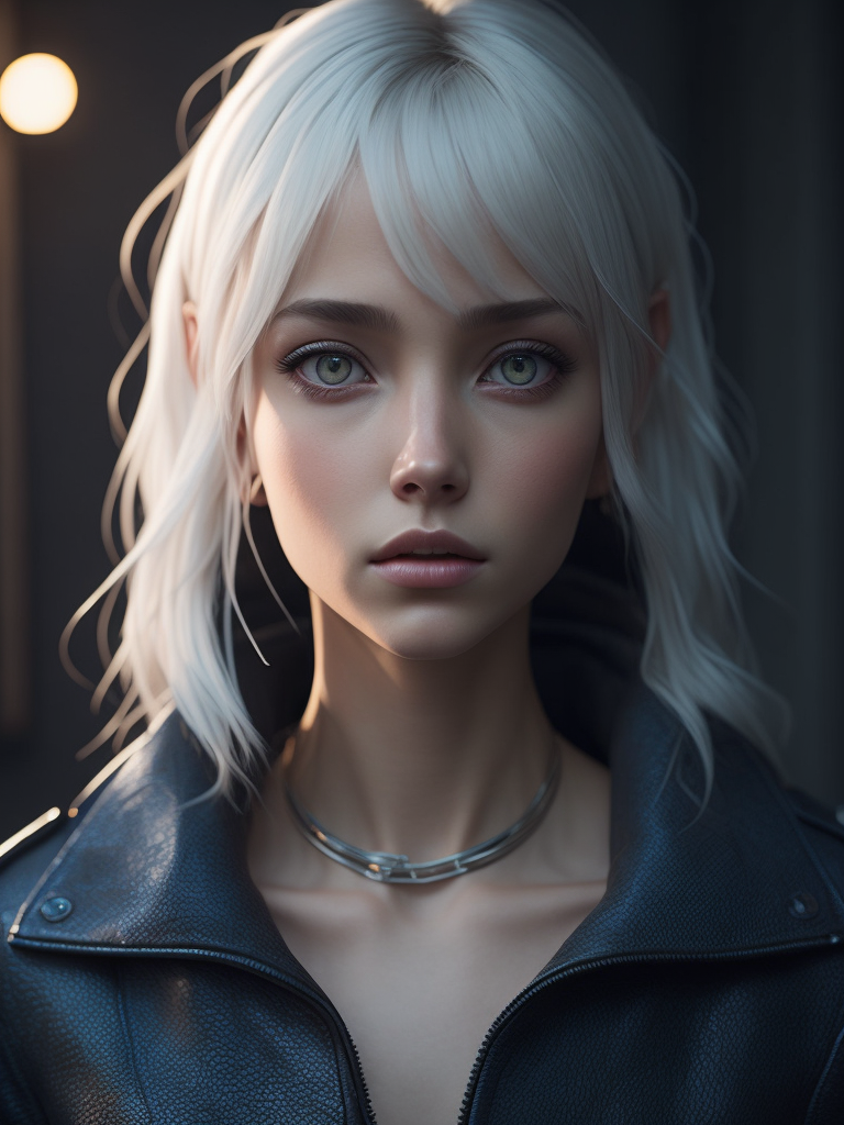 Girl who has platinum blond hair, 3d anime style, big anime eyes, anime face, very realistic and detailed anime styled hair, beautiful, dreamy, creative, aesthetic, realistic, detailed, 3d animation graphics, cinematic angle, cinematic light, 8k, ultra high resolution