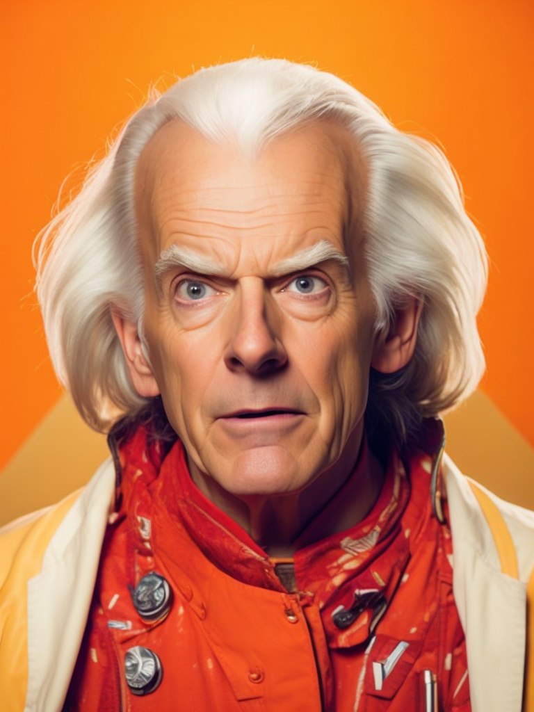 surprised face of Doc Emmett-Brown from the movie Back to the Future