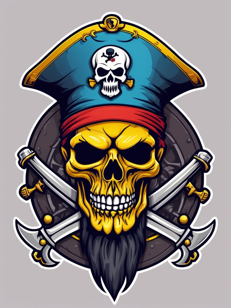 Zombie skull captain pirate mascot logo, e-gaming, bright colors, Gaming Logo, vector image