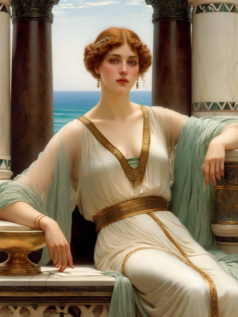 A beautiful painting by Sir Lawrence Alma Tadema, a portrait of a woman, masterpiece composition.