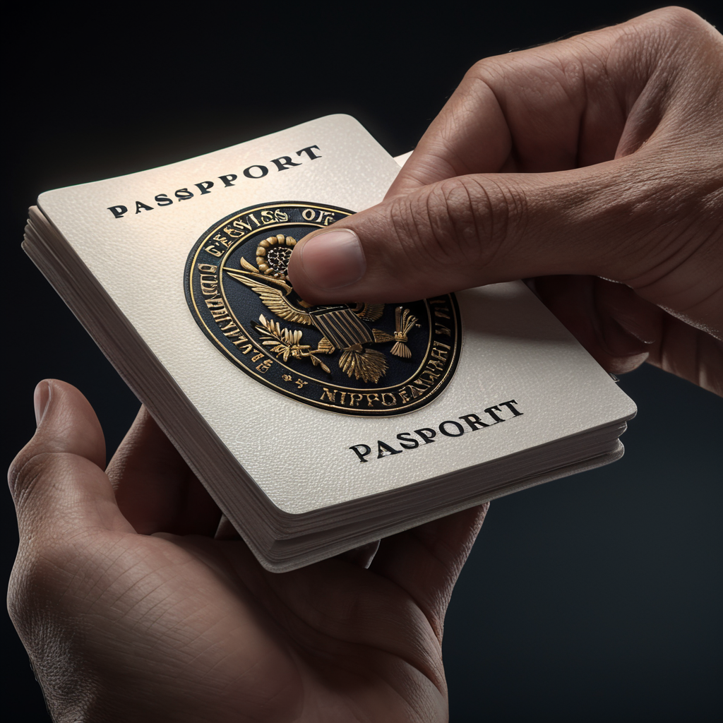 A top zoomed shot of a male hand catching an opened passport with nice interior apartment popping out from the opened passport , cinematic, hyper detailed , concept composition.