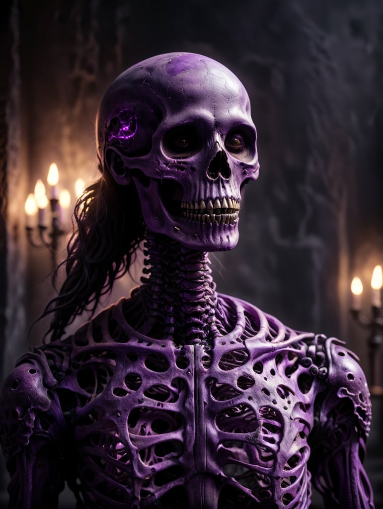 ((purple)) skeleton posing portrait
