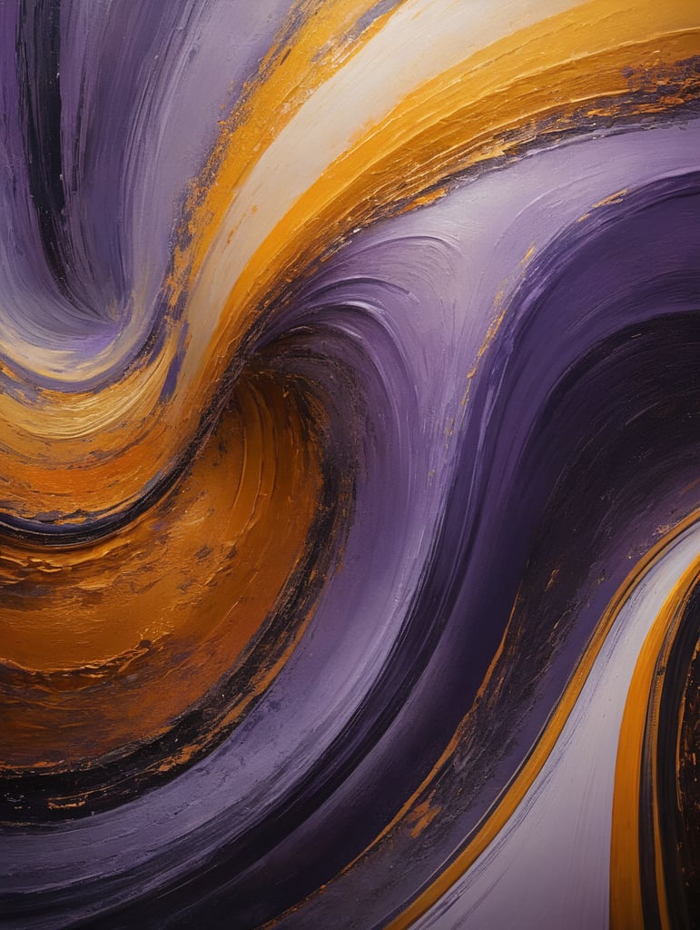 Abstract swirling patterns of lavender and golden hues blending seamlessly, creating a vibrant and dynamic visual. Use these captivating paint textures as a foundation for your brand's supporting backgrounds, exuding a sense of creativity and fluidity. The view from the top offers a unique perspective, capturing the essence of liquid movement and energy