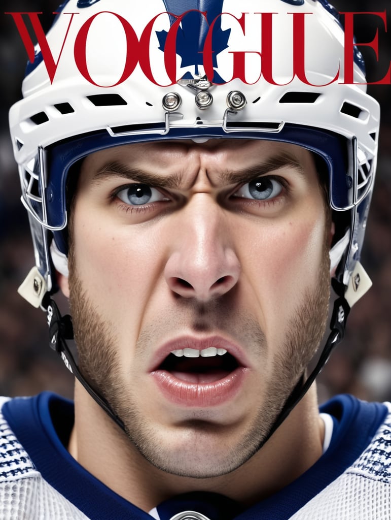 Toronto Maple Leafs Ice hockey player angry face on the cover of Vogue