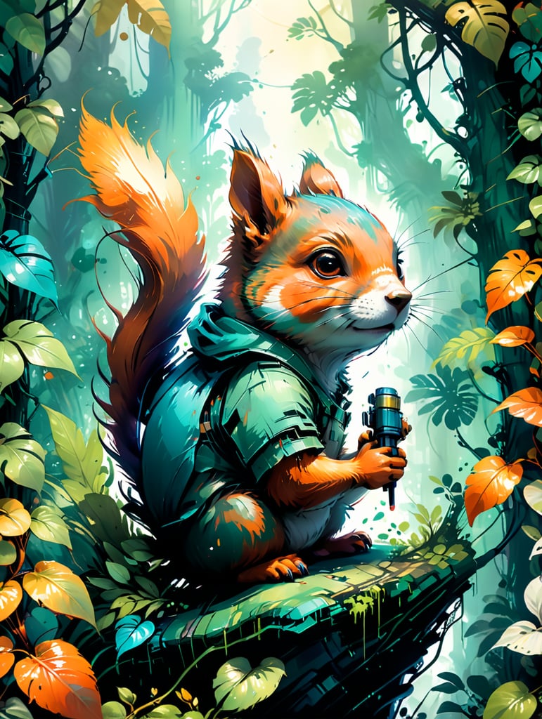 Cute squirrel in jungle , tropical