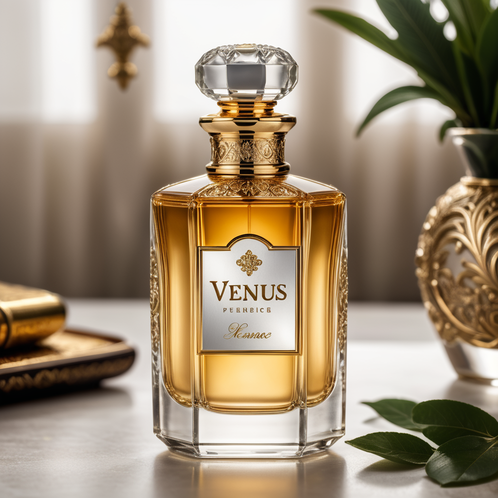 Perfume bottle with the name on the label saying Venus by Vasavi Vastu Vigyaan