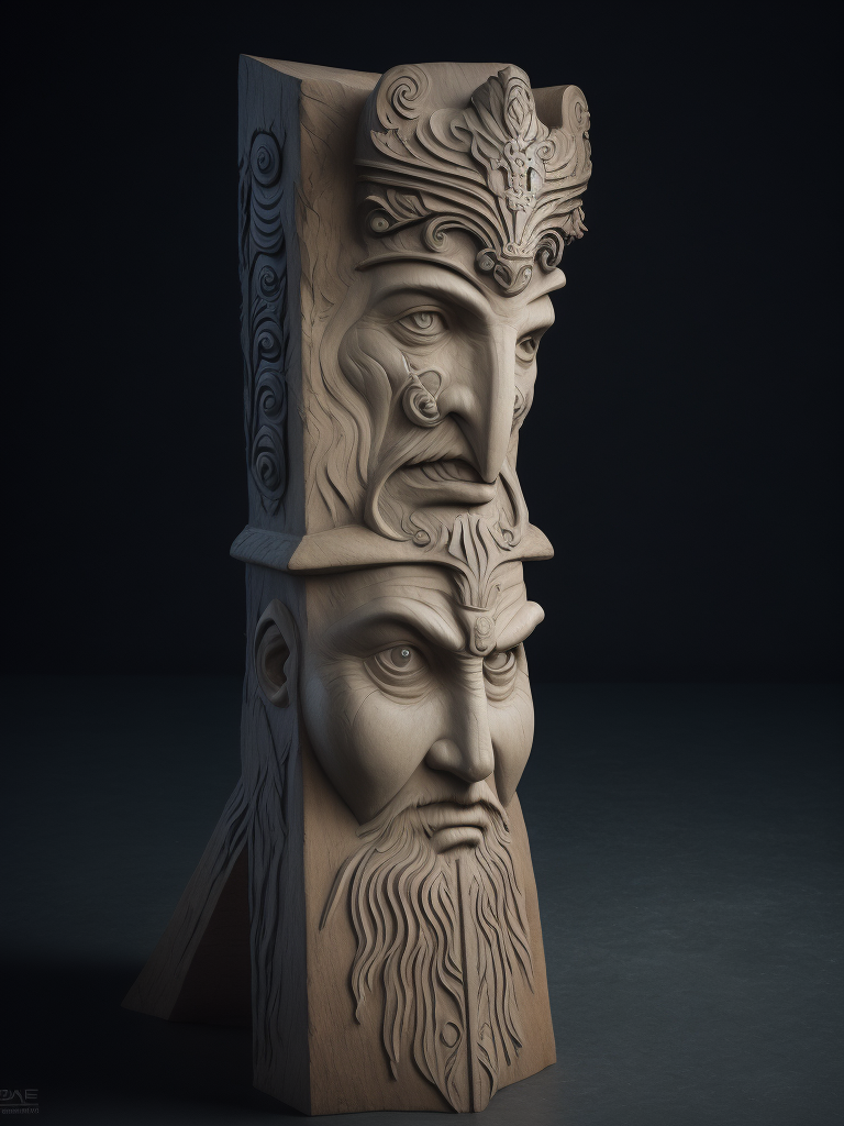 Slavic Totem Pole, deep carved, Slavic angry god face, Slavic Nation, slavic culture, odin