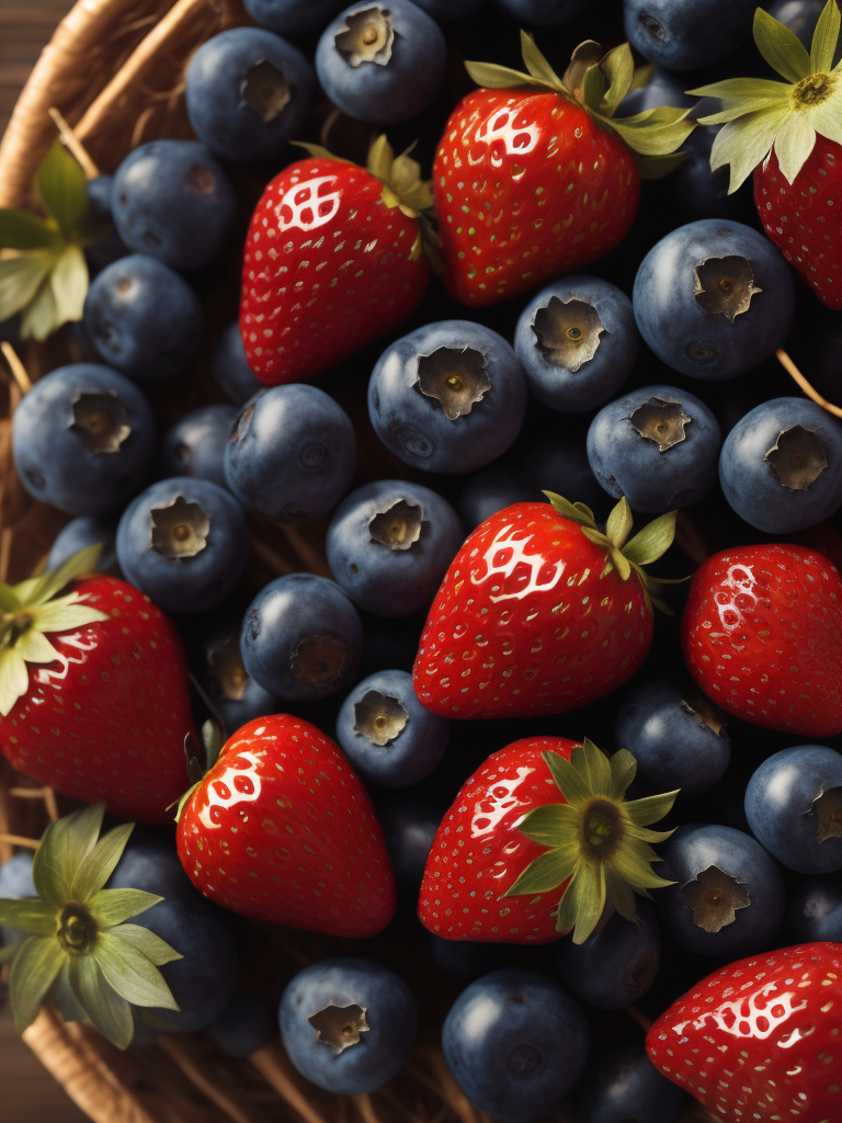 черника и земляника нанизаны на соломинке