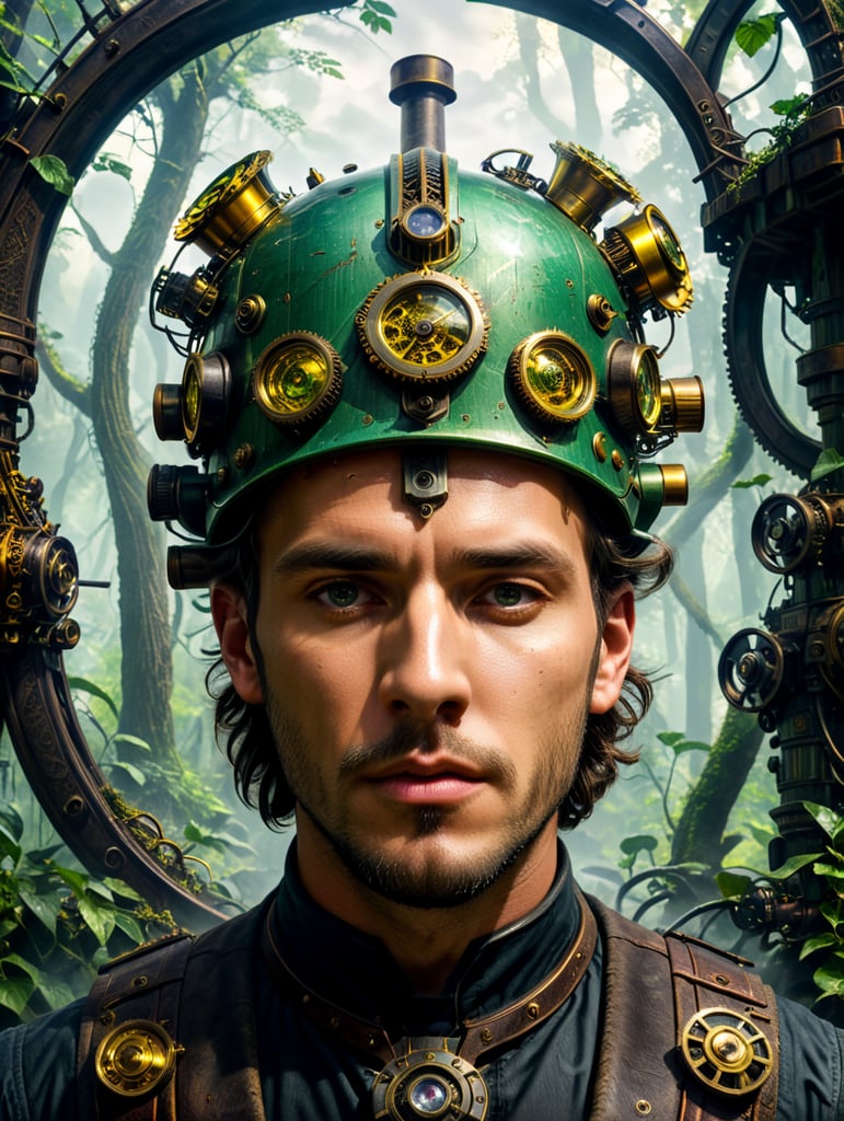 Imagine a whimsical fusion where the enchanting world of "A Midsummer's Day Dream" collides with the intricate gears and yellow mechanical shovel marvels of steampunk. In this imaginative mix, the magical forests of Shakespeare's play are transformed into steam-filled jungles where fairies operate construction machinery, and the yellow-green-clad foreman wears a green hard hat. The play's romantic, dreamlike atmosphere combines perfectly with the industrial aesthetic of steampunk, creating a visually captivating, enchanting setting where love, magic and machines coexist in harmony.